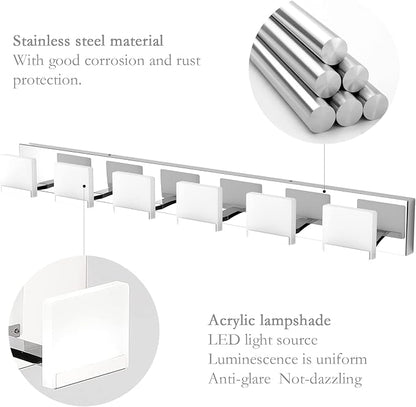 Ralbay LED Modern Vanity Light 6 Light Bathroom Vanity Lights Acrylic Stainless Steel Bathroom Vanity Lighting Fixtures
