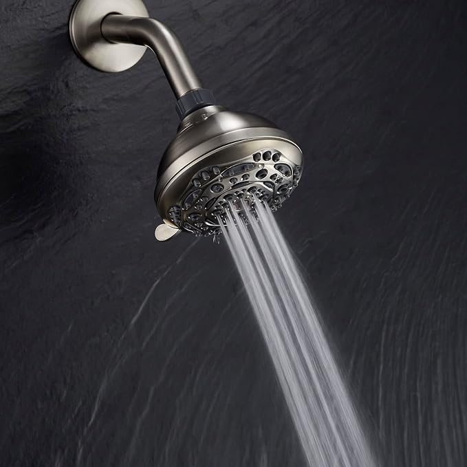 7-Function Luxury Shower Head, High Pressure Adjustable Shower Head with Massage Mist and Water Saving Mode for Low Flow Showers- Brushed Nickel
