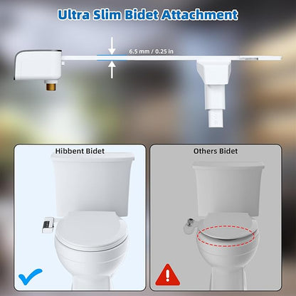 Hibbent Bidet Attachment for Toilet, Non-Electric Dual Nozzle for Frontal & Rear Wash, Adjustable Water Pressure Control, Fresh Water Bidet Toilet Seat, Self Cleaning Water Sprayer, Dark Black