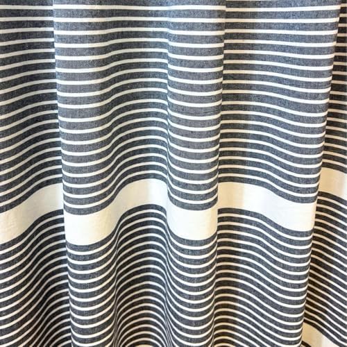Serafina Home Nautical Striped Navy Denim Blue & White Shower Curtain