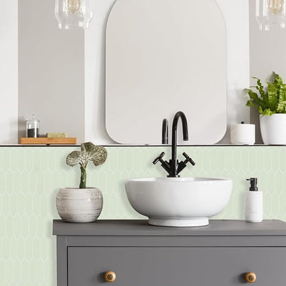 Sage Green Peel and Stick Backsplash Tile, Long Hexagon Self-Adhesive Faux Matte Ceramic Wall Stick for Kitchen and Bathroom, 6 Sheets