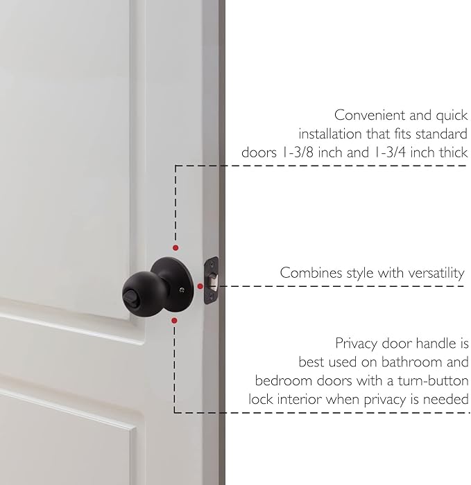 Design House 779108 Ball Privacy Bed and Bath Door Knob Matte Black