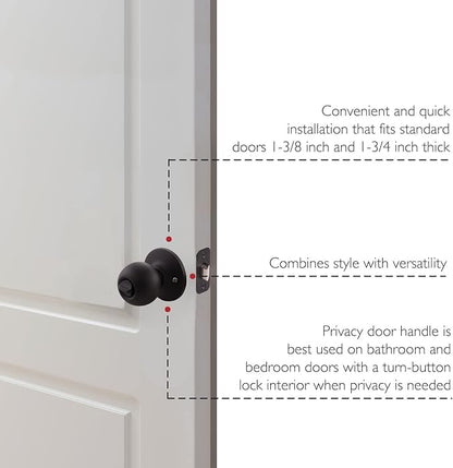 Design House 779108 Ball Privacy Bed and Bath Door Knob Matte Black