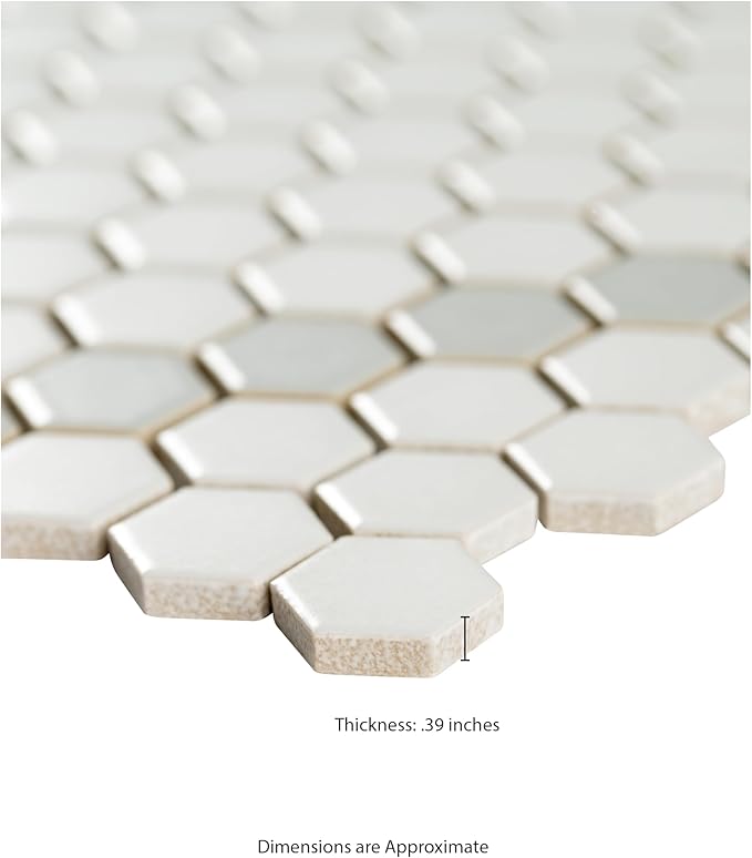MSI White and Gray Hive Pattern Matte Porcelain Mosaic Tile Sample for Kitchen Backsplash, Bathroom Wall, Shower, and Floor