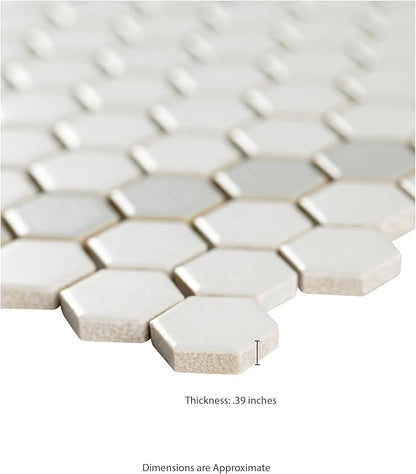 MSI White and Gray 12 in. x 12 in. Hive Pattern Matte Porcelain Mosaic Tile for Kitchen Backsplash, Bathroom Wall, Shower, and Floor