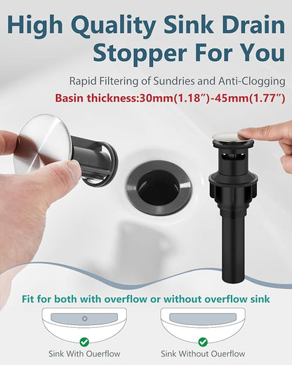 Aolemi Bathroom Faucet Single Hole,Single Handle Bathroom Sink Faucet with Supply Lines,with Pop Up Drain Assembly and Deck Plate,Brushed Nickel