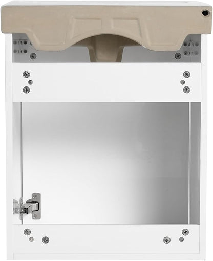 18" Bathroom Vanity with Sink, 18 Inch Floating Bathroom Vanity for Small Space, Modern Single Sink Vanity Combo, White Wall Mounted Cabinet Set
