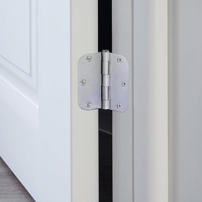 Design House Door Hinge, 3.5 in x 3.5 in, 5/8 in Radius, Interior, Rounded Steel, Removable Pin, Pre-Lubricated, Easy to Install, Brushed Chrome Finish, 9 Pack, 184473