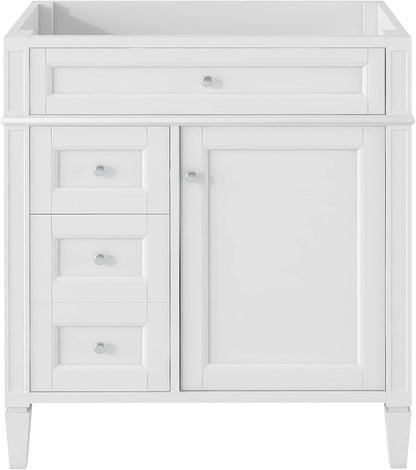 30" Bathroom Vanity Without Top Sink,Modern Freestanding Bath Storage Cabinet with 2 Soft-Close Drawers & Tip-Out Tray,Solid Wood Vanity Only w/Adjustable Shelf & Door Organizer,White