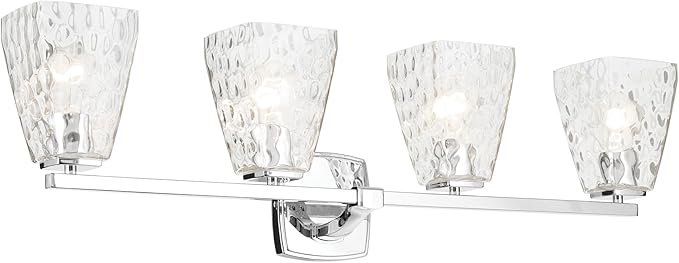 Kichler Marant 33.25" 4-Light Vanity Light with Clear Water Glass in Chrome, for Bathroom, Powder Room, Over a Mirror, (33.25" W x 9.5" H), 55217CHWTR