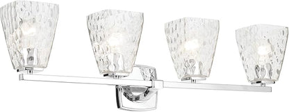Kichler Marant 33.25" 4-Light Vanity Light with Clear Water Glass in Chrome, for Bathroom, Powder Room, Over a Mirror, (33.25" W x 9.5" H), 55217CHWTR