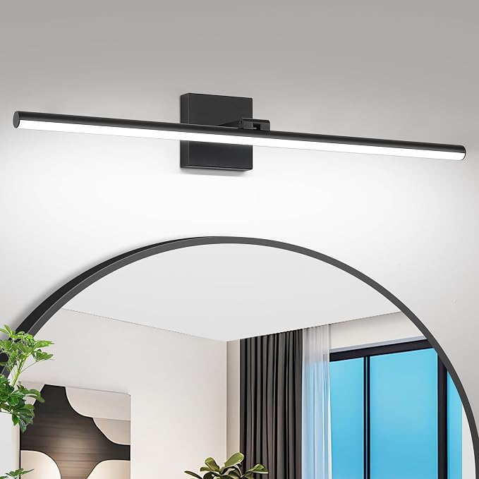 LED Bathroom Vanity Light, Modern Bathroom Light Fixture Over Mirror (Cool White 6000K), Vanity Light Bar with Angle Adjustable, 32 Inch, Black