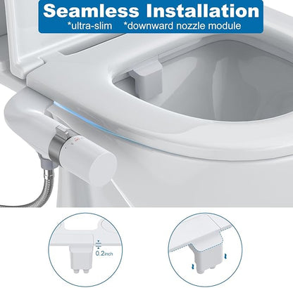 Bidet Attachment for Toilet Seat Water Pressure, Hygienic Bidets Attachment for Existing Toilets - Adjustable Fresh Water Pressure Dual Nozzle (Frontal & Rear Wash) Easy to Install,