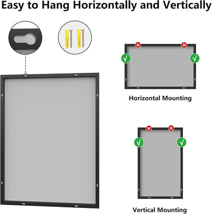 Koonmi Bathroom Mirror for Wall, 30"x40" Black Bathroom Mirror for Over Sink, Shatterproof Tempered Glass Vanity Mirror with Anti-Rust Aluminum Alloy Frame, Hang Horizontally or Vertically