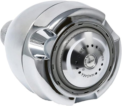 Niagara Conservation N2912CH Earth Spa 3-Spray with 1.25 GPM 2.7-in. Wall Mount Adjustable Fixed Shower Head in Chrome, 1-Pack | Bathroom Shower Head Sprayer with Pressure Compensation Technology