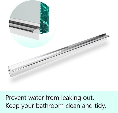 32" Shower Door Bottom Deflector for Chrome Framed Shower Door | Drip Rail Replacement with Vinyl Sweep,Attach pre adhesive installation tape and screws
