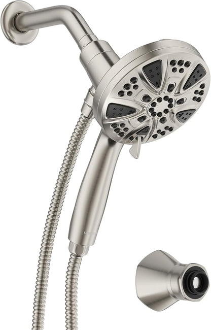 Handheld Shower Head with Magnetic Docking System | 9-Function High Pressure Detachable Shower Head, 5-inch Showerhead with 72 Inch Hose, Remote Dock, Brushed Nickel, SH180-BN-D