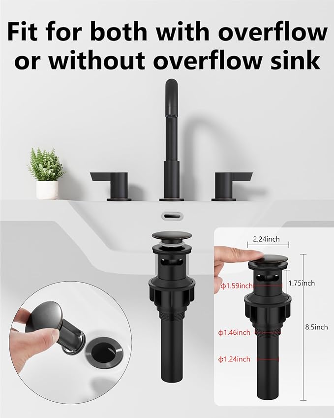 Bathroom Sink Faucet 3 Hole 8 Inch Widespread 2-Handle Vanity Faucet SUS304 Stainless Steel with Pop-Up Drain and Supply Lines Oil Rubbed Bronze