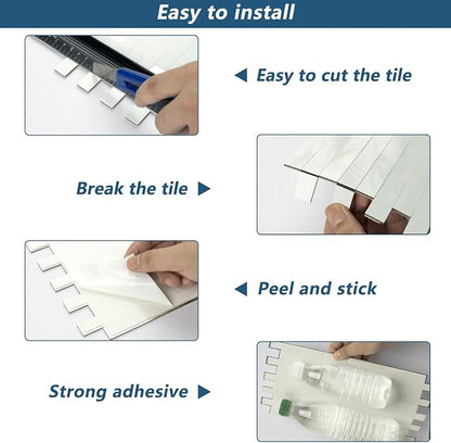 Yipscazo 40 Sheets Peel and Stick Stone Metal Backsplash Tiles, PVC Wall Tiles Stick on Backsplash for Kitchen, Bathroom (6'' X 12'', White with Grey)