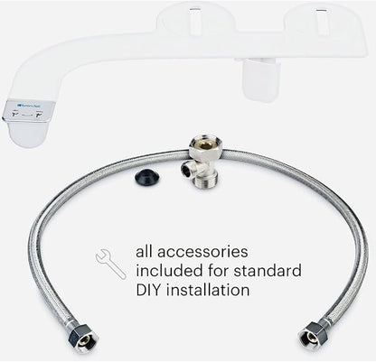 Brondell Bidet Attachment for Toilet SS-250 SimpleSpa Fresh Water Spray with Adjustable Water Pressure Side Arm Control, Slim Bidet Sprayer, Silver Knob (Dual Nozzle)