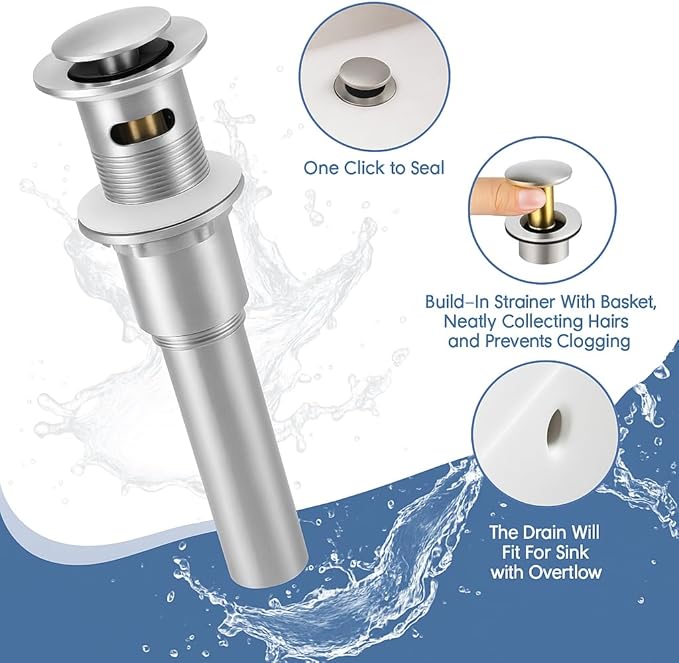 Two Handle 8inch Widespread Bathroom Faucet 3 Holes, Bathroom Sink Faucet with Metal Pop up Drain Assembly and cUPC Water Supply Lines, Brushed Nickel