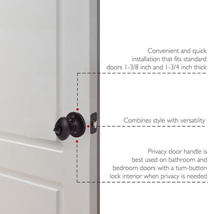 Design House 779181 Egg Privacy Bed and Bath Door Knob Matte Black