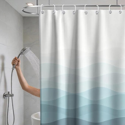 Luxury Modern Ocean Shower Curtain Abstract Funky Cute Striped Aesthetic | Art Shower Curtains for Bathroom, Waterproof Bath Curtain with Hooks Machine Washable Bathtub Curtains 72x84 Inch Blue