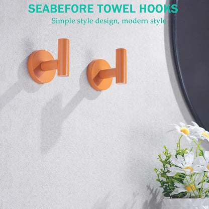 Bathroom Hardware Set,5 Pieces Bathroom Towel Bar Set,24 inch Towel Bar,Towel Ring for Bathroom,Robe Towel Hooks,Toilet Paper Holder Wall Mounted(Drilling),Orange,SE96006S-5HOR