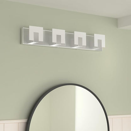 Aipsun 4 Lights Dimmable Modern LED Vanity Light for Bathroom Frosted White Acrylic Chrome Up and Down Bathroom Wall Light Fixtures Over Mirror(White Light 6000K)