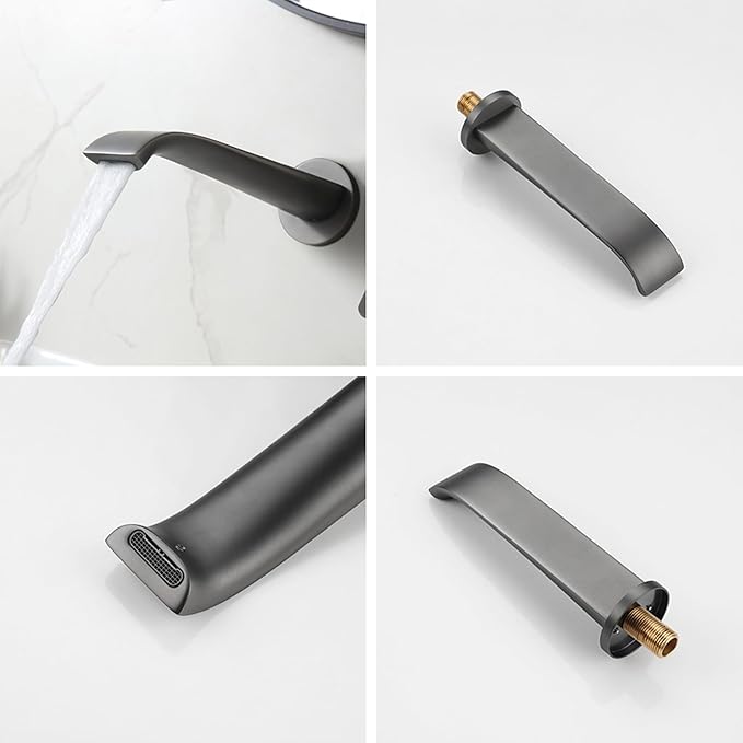 BiaoTeng Concealed Chrome Waterfall Bathroom Faucets Hot and Cold Brass Single Handle Bathroom Vanity for Wall Mounted Faucet