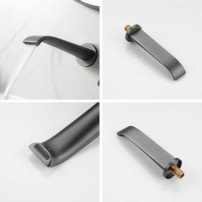 BiaoTeng Concealed Chrome Waterfall Bathroom Faucets Hot and Cold Brass Single Handle Bathroom Vanity for Wall Mounted Faucet