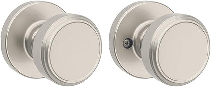 Kwikset Maven Interior Passage Door Knob, Handle for Closet and Hallway Doors, Round Non-Locking Doorknob in Satin Nickel, with Microban Protection