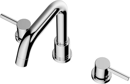 Two Handles Widespread 8 inch Bathroom Faucet,Split Lavatory Sink Faucet,Pop Up Drain,cUPC Supply Line,360°Swivel Spout,7-Shape Tube Chrome Plated