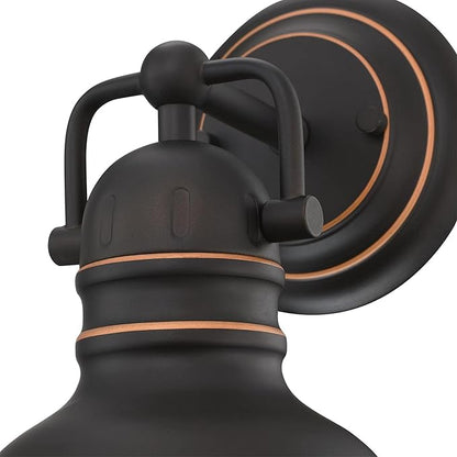 Westinghouse 6116100 Boswell Vintage-Style One-Light Indoor Wall Light Fixture, Oil Rubbed Bronze Finish with Highlights, Frosted Prismatic Acrylic Lens