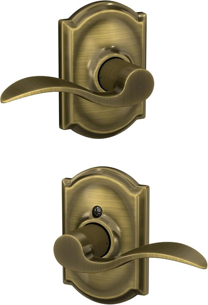 SCHLAGE Accent Lever with Camelot Trim Hall and Closet Lock in Antique Brass - F10 ACC 609 CAM