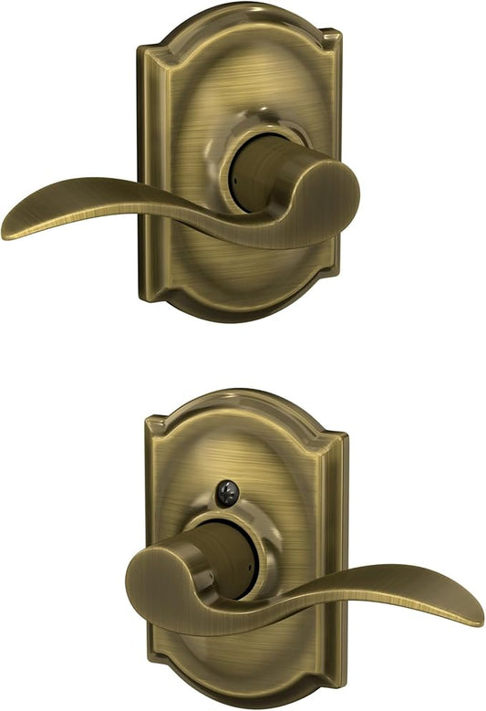 SCHLAGE Accent Lever with Camelot Trim Hall and Closet Lock in Antique Brass - F10 ACC 609 CAM