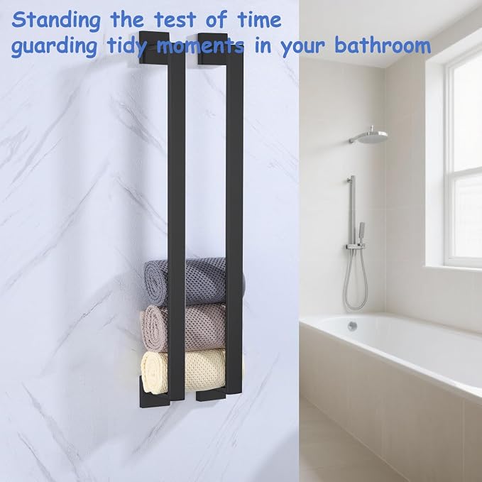 Towel Bar for Bathroom 32 Inch Matte Black Towel Holder 12/16/20/24/28/32/36 Inch Stainless Steel SUS304 Rustproof Towel Rack Modern Square Towel Rod for Bathroom Wall (1, Matte Black, 32 Inch)