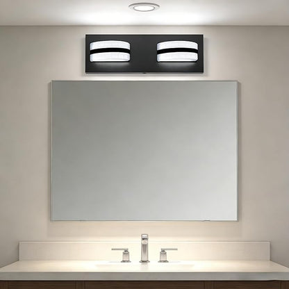 LED Dimmable Bathroom Vanity Light Fixtures, 1100LM 2 Light, Black Modern Matte Bathroom Lighting, Over Mirror Vanity Lights for Bathroom, Living Room, Bedroom ETL Certified