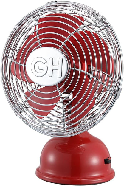 Good Housekeeping 5" All-Metal (92527) USB Desktop Laptop Nightstand Fan with Oscillation (Crimson Red)