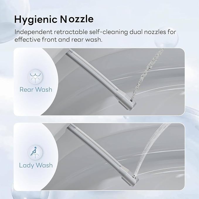 CD-W10V Non-Electric Bidet Toilet, Elongated, Gray | 1000g Powerful Flush Smart Toilet, ADA comfort height, air pressure assisted,soft open/close,Foot-kick Flush,1.0 GPF