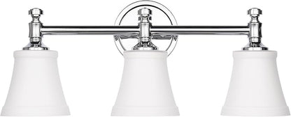 Bathroom Vanity Light Fixtures, Traditional Chrome 3 Lights Wall Sconce Lighting with Opal Glass Shade, Porch Wall Mount Light Fixture for Bathroom, Mirror Cabinets Hallway Stairs