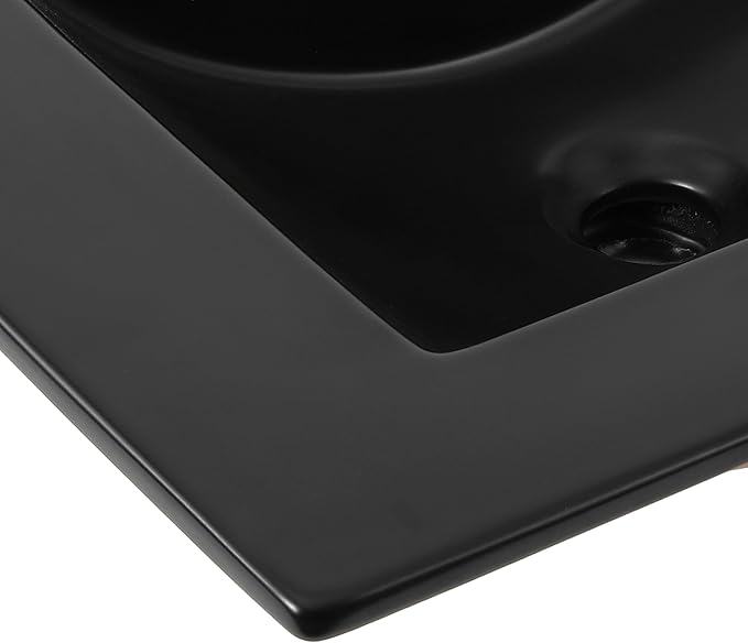 JONATHAN Y SNK1001B Ancillary 3-Hole 24 in. W x 18.25 in. D Classic Contemporary Rectangular Ceramic Single Sink Basin Vanity Top, Black