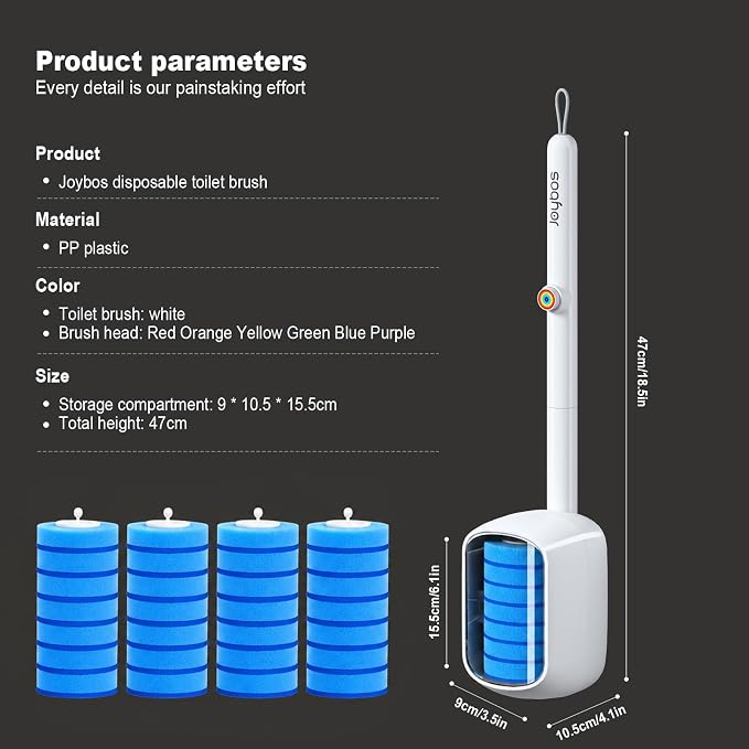 MOPUP Disposable Toilet Brush Set, 35 Refills | Wall Mounted Holder with Storage Caddy, Pre-Loaded Cleaner Heads, No Drip/Mess, Space-Saving for Daily Bathroom Cleaning