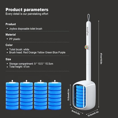 MOPUP Disposable Toilet Brush Set, 35 Refills | Wall Mounted Holder with Storage Caddy, Pre-Loaded Cleaner Heads, No Drip/Mess, Space-Saving for Daily Bathroom Cleaning