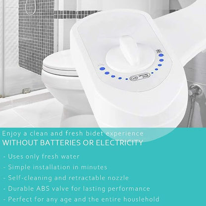 Non-Electric Bidet Toilet Seat Attachment for Superior Personal Hygiene | Easy DIY Install, Adjustable Water Pressure, Saves TP | Fits Standard 15/16" Toilets
