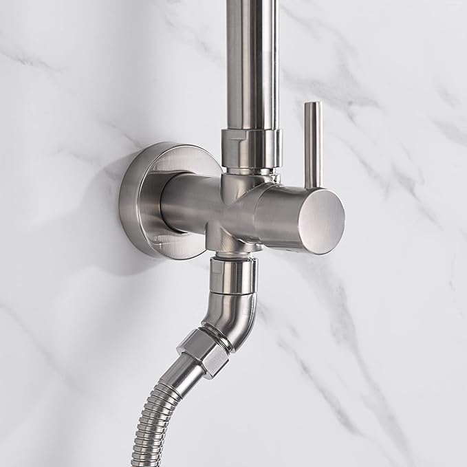 SUMERAIN Brushed Nickel Retrofit Shower System | 9 Inch Rain Shower Head, Brass, Easy DIY Installation for Remodel, Adjustable Slide Bar