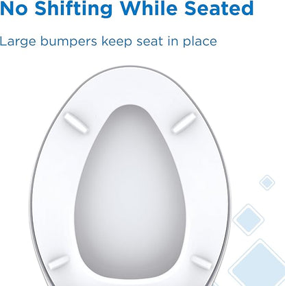 Gerber Elongated Toilet Seat with Cover, Standard Close, Quick & Easy Install, Heavy-Duty Plastic, Adjustable Fit for Standard Elongated Toilets, Durable & Fade-Resistant, White G0099216
