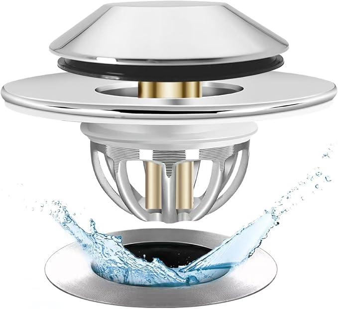 Anlige Bathtub Drain Stopper,Pop Up Tub Stopper Bottom with Drain Hair Catcher,Bathtub Plug and Cover with Strainer,Universal for 1.45 to 1.8in Drain Hole,Replaces Lift & Turn, Tip-Toe or Trip Lever