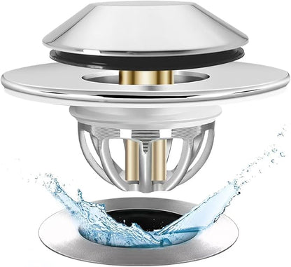 Anlige Bathtub Drain Stopper,Pop Up Tub Stopper Bottom with Drain Hair Catcher,Bathtub Plug and Cover with Strainer,Universal for 1.45 to 1.8in Drain Hole,Replaces Lift & Turn, Tip-Toe or Trip Lever