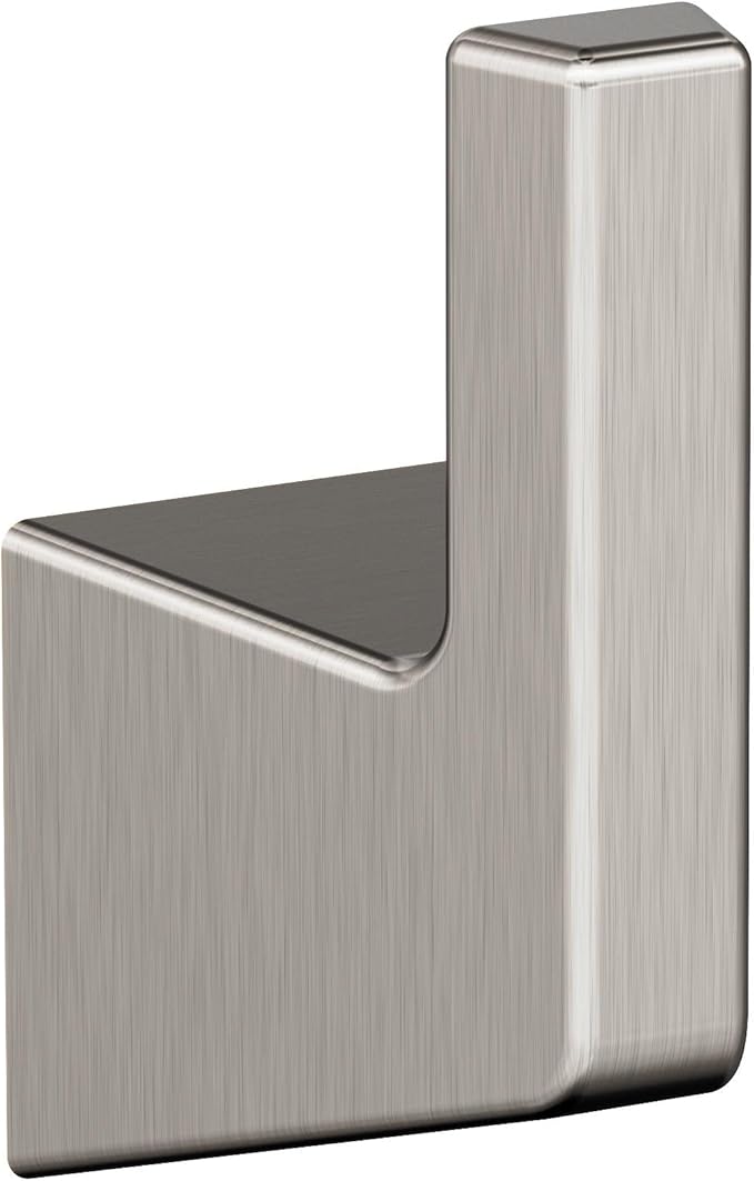 Amerock Blackrock Single Prong Brushed Nickel Wall-Mounted Hook | Decorative wall hook in durable zinc construction for coats, hats, bags, towels, and everyday organization